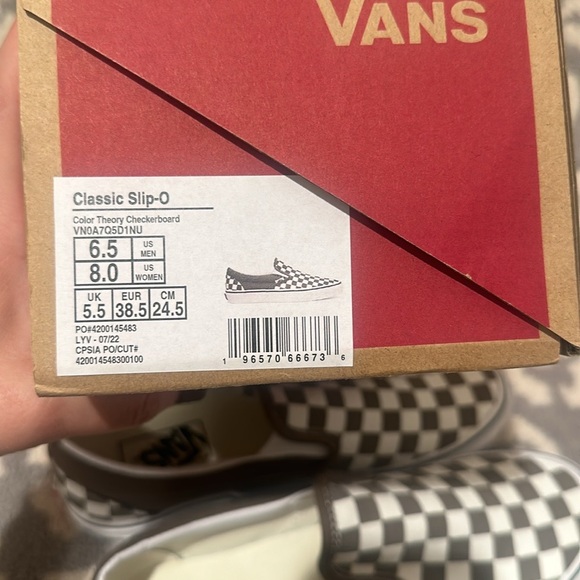Vans Classic Slip-on Theory/Checkerboard Sneakers “Off the Wall” New 😍 - Picture 13 of 17